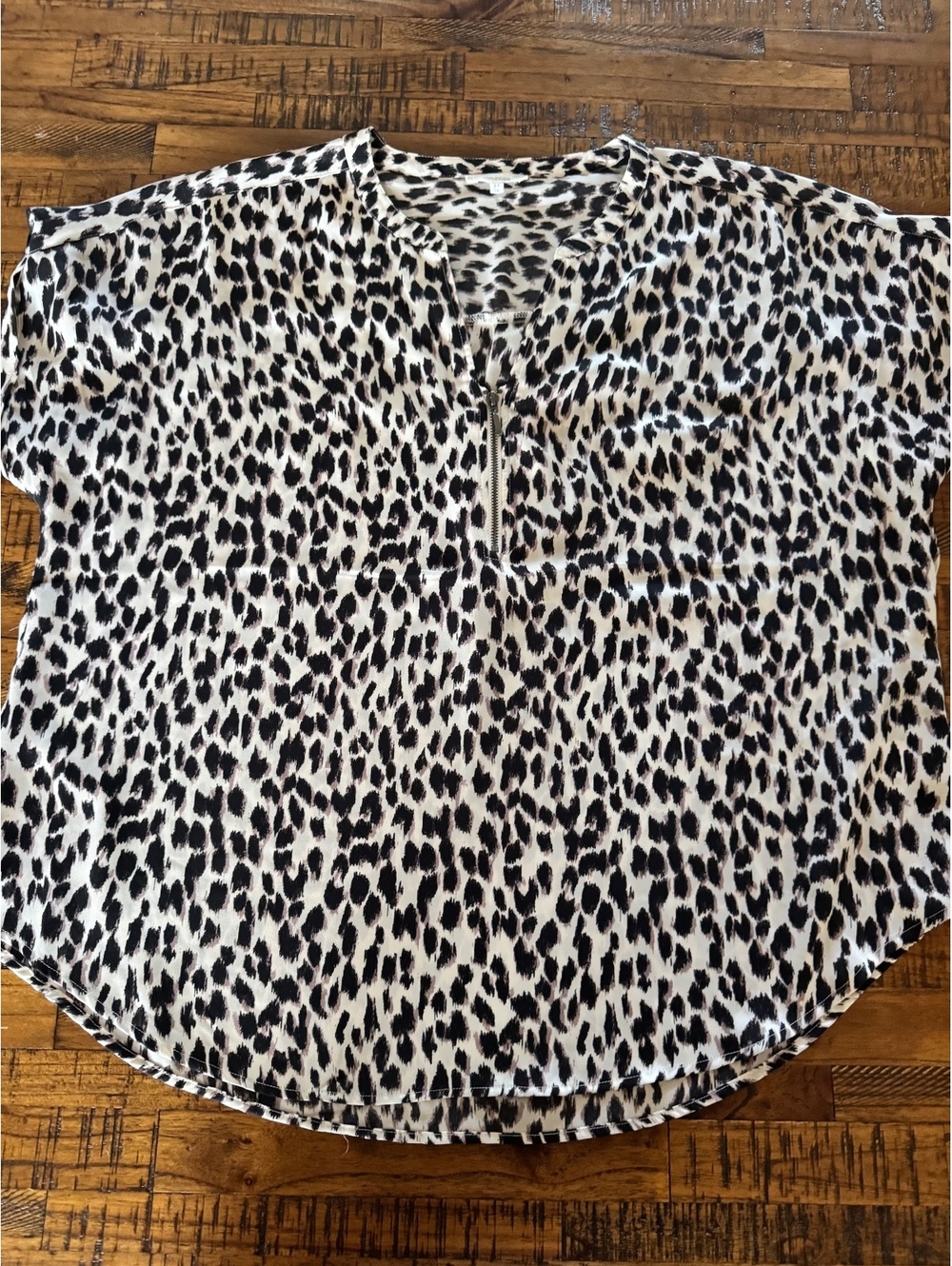 Maurices XL Animal Print Blouse with Front Zipper
